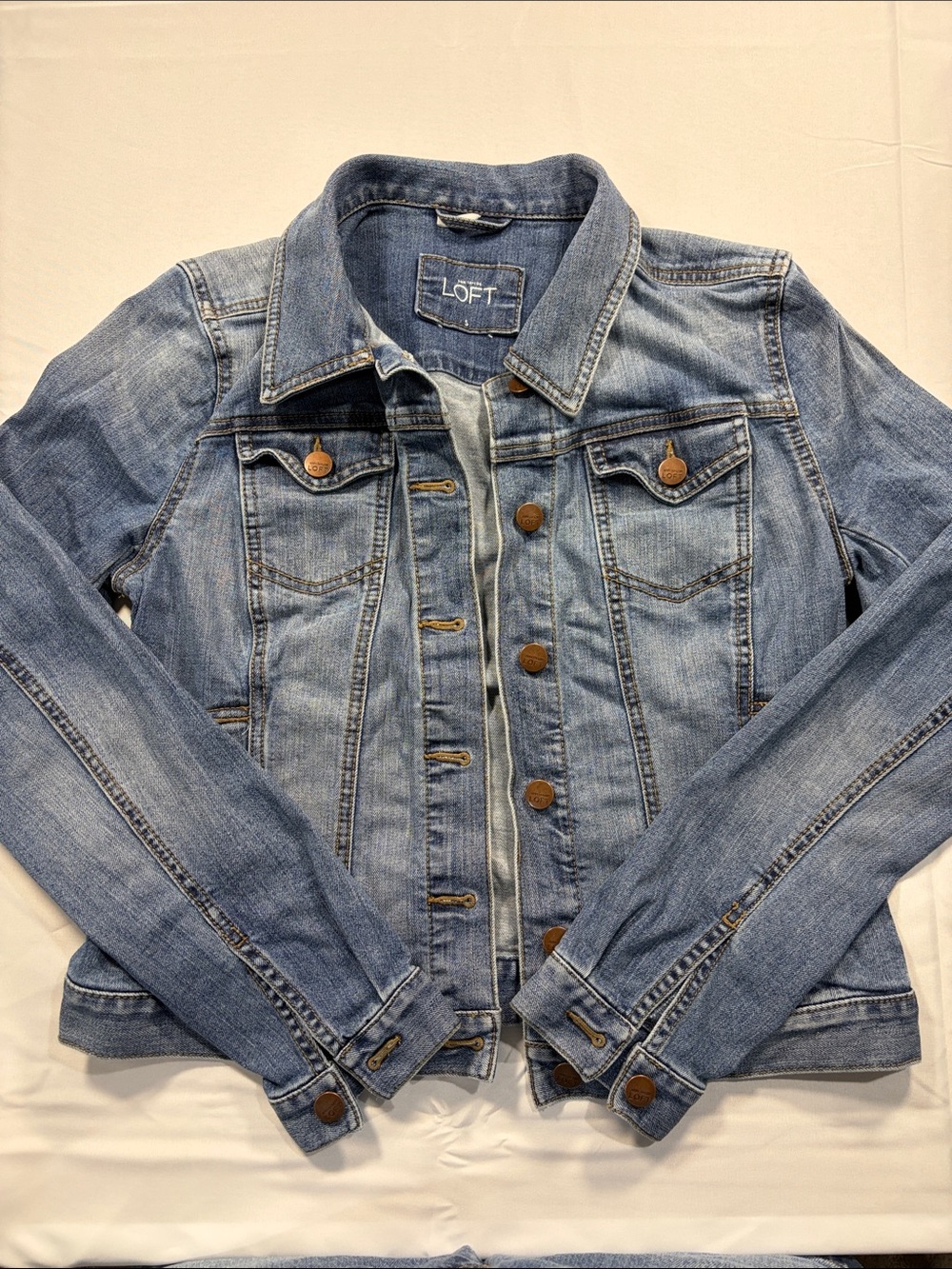 LOFT Light Blue Denim Jean Jacket - Classic Button-Front